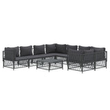 9 Piece Garden Lounge Set with Cushions Anthracite Steel - Side View