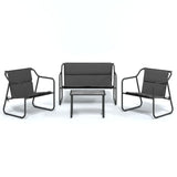 4 Piece Garden Lounge Set with Cushions Anthracite Steel - Front View