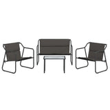 4 Piece Garden Lounge Set with Cushions Anthracite Steel