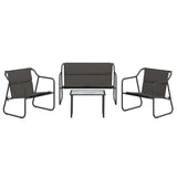 4 Piece Garden Lounge Set with Cushions Anthracite Steel - Side View