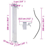 Garden Water Column 100 cm Stainless Steel Square - Close-Up Angle