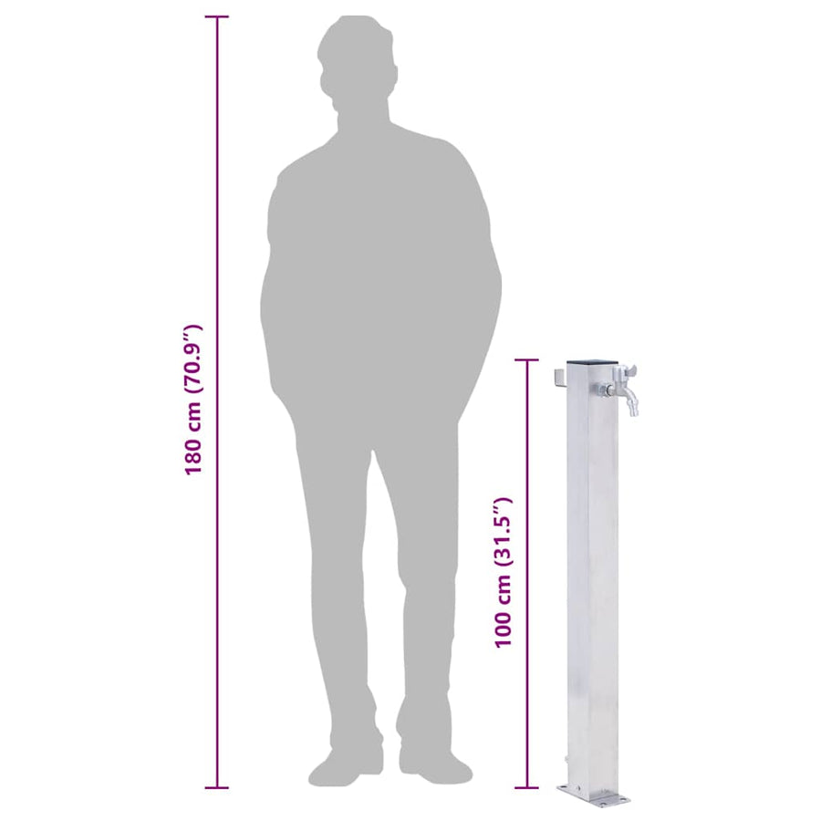 Garden Water Column 100 cm Stainless Steel Square