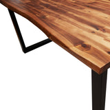 3 Piece Dining Set with Live Edge Solid Wood Acacia - Close-Up Angle