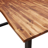 3 Piece Dining Set with Live Edge Solid Wood Acacia - Close-Up Angle