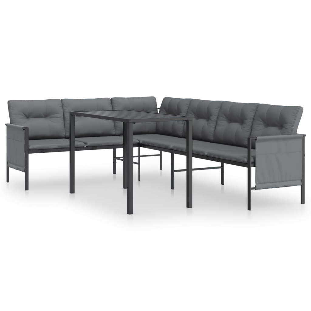 2 Piece Garden Dining Set Anthracite Steel