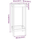 Bar Table 50x50x110 cm Solid Wood Pine - Low Angle