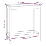Bar Table 100x50x110 cm Solid Wood Pine - Low Angle