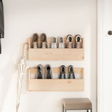 Wall-mounted Shoe Racks 2 pcs 59x9x23 cm Solid Wood Pine - Side View