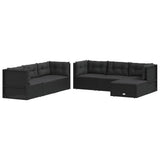 7 Piece Garden Lounge Set with Cushions Black Poly Rattan - Side View