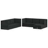 7 Piece Garden Lounge Set with Cushions Black Poly Rattan - Top-Down View