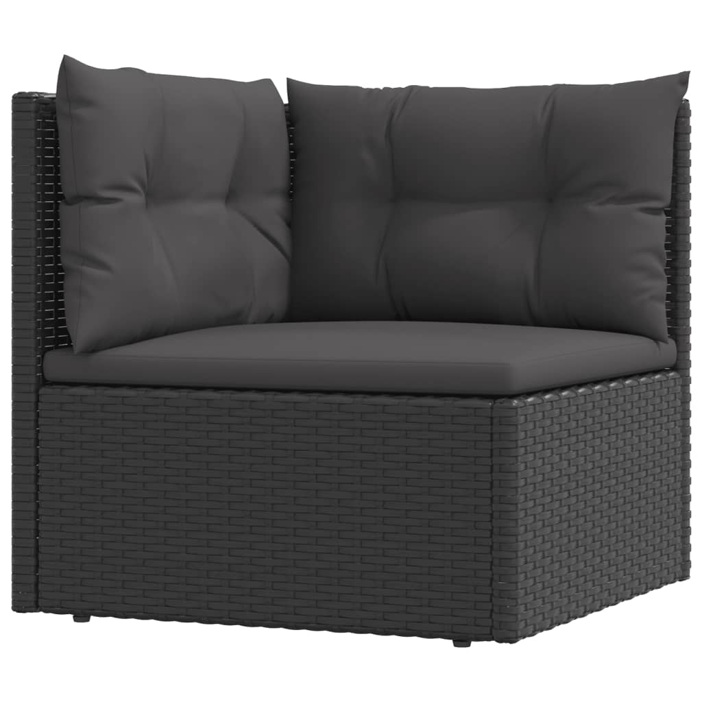 7 Piece Garden Lounge Set with Cushions Black Poly Rattan