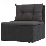 7 Piece Garden Lounge Set with Cushions Black Poly Rattan