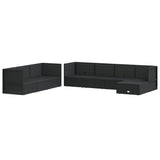 8 Piece Garden Lounge Set with Cushions Black Poly Rattan