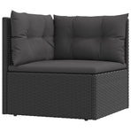8 Piece Garden Lounge Set with Cushions Black Poly Rattan