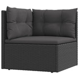 8 Piece Garden Lounge Set with Cushions Black Poly Rattan - 45-Degree Angle