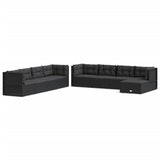 9 Piece Garden Lounge Set with Cushions Black Poly Rattan