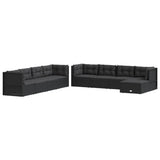 9 Piece Garden Lounge Set with Cushions Black Poly Rattan - Side View
