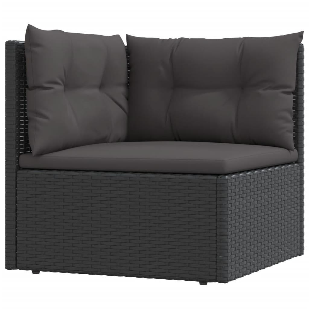 9 Piece Garden Lounge Set with Cushions Black Poly Rattan