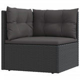 9 Piece Garden Lounge Set with Cushions Black Poly Rattan