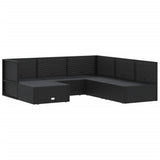 6 Piece Garden Lounge Set with Cushions Black Poly Rattan - Top-Down View