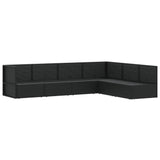 6 Piece Garden Lounge Set with Cushions Black Poly Rattan