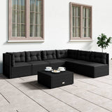 6 Piece Garden Lounge Set with Cushions Black Poly Rattan