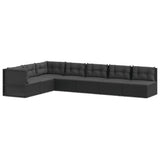 7 Piece Garden Lounge Set with Cushions Black Poly Rattan