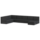 8 Piece Garden Lounge Set with Cushions Black Poly Rattan - Top-Down View