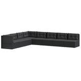 8 Piece Garden Lounge Set with Cushions Black Poly Rattan