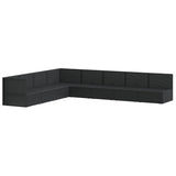 8 Piece Garden Lounge Set with Cushions Black Poly Rattan