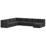 9 Piece Garden Lounge Set with Cushions Black Poly Rattan