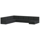 9 Piece Garden Lounge Set with Cushions Black Poly Rattan - Top-Down View