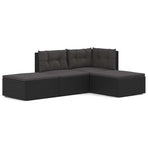 4 Piece Garden Lounge Set with Cushions Black Poly Rattan
