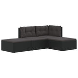 4 Piece Garden Lounge Set with Cushions Black Poly Rattan