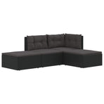 4 Piece Garden Lounge Set with Cushions Black Poly Rattan
