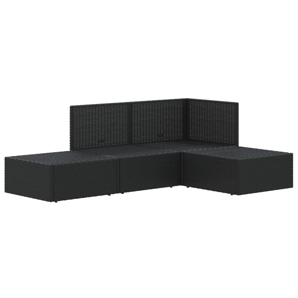 4 Piece Garden Lounge Set with Cushions Black Poly Rattan