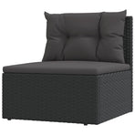 4 Piece Garden Lounge Set with Cushions Black Poly Rattan