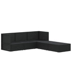 5 Piece Garden Lounge Set with Cushions Black Poly Rattan