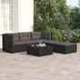 5 Piece Garden Lounge Set with Cushions Black Poly Rattan
