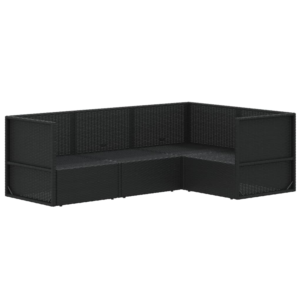4 Piece Garden Lounge Set with Cushions Black Poly Rattan