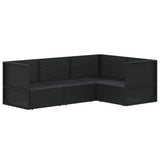 4 Piece Garden Lounge Set with Cushions Black Poly Rattan - Top-Down View