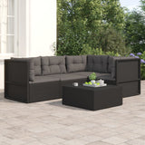 4 Piece Garden Lounge Set with Cushions Black Poly Rattan