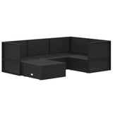 5 Piece Garden Lounge Set with Cushions Black Poly Rattan - Top-Down View