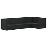 5 Piece Garden Lounge Set with Cushions Black Poly Rattan