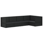 5 Piece Garden Lounge Set with Cushions Black Poly Rattan
