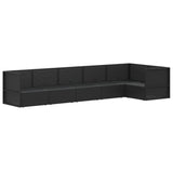 6 Piece Garden Lounge Set with Cushions Black Poly Rattan
