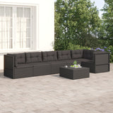 6 Piece Garden Lounge Set with Cushions Black Poly Rattan