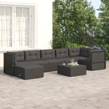 7 Piece Garden Lounge Set with Cushions Black Poly Rattan