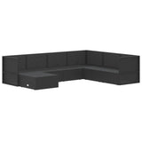 7 Piece Garden Lounge Set with Cushions Black Poly Rattan - Top-Down View