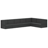7 Piece Garden Lounge Set with Cushions Black Poly Rattan - Top-Down View